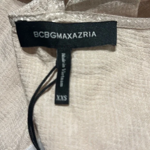 BCBGMAXAZRIA Metallic Wrap Blouse Beige XXS NWT $178 - Picture 6 of 11